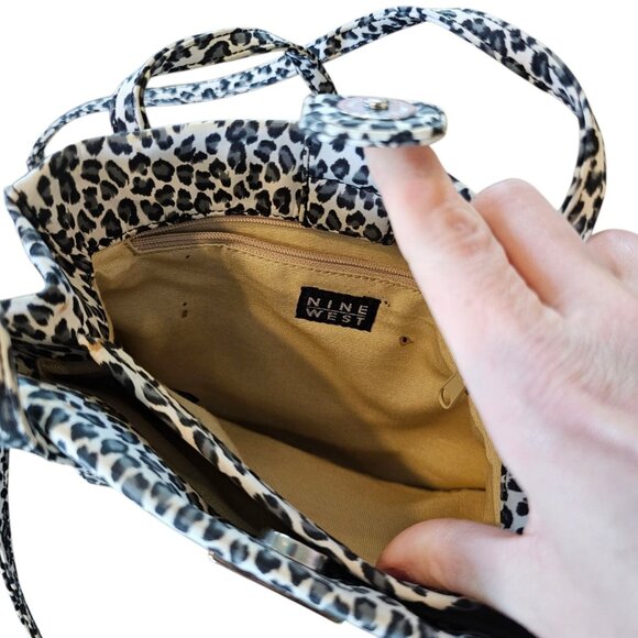 Retro Y2K Snow Leopard Print Shoulder Bag Purse Black And‎ White Animal Print - Picture 7 of 9